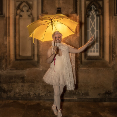Ballet dancer yellow umbrella