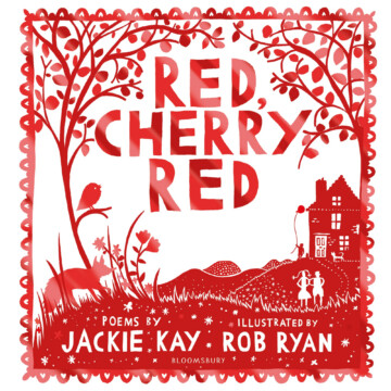 A red and white book cover of Red, Cherry Red by Jackie Kay