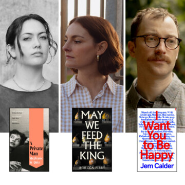 Photos of three debut novelists taking part in the Observer's panel